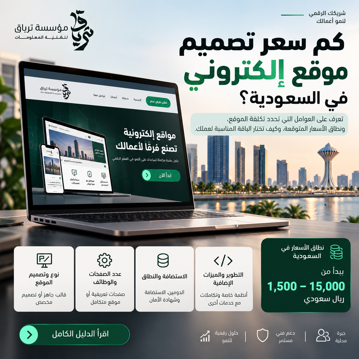 كم سعر تصميم موقع إلكتروني في السعودية؟ دليل الأسعار والتكاليف والعوامل التي تحدد السعر - مؤسسة ترياق